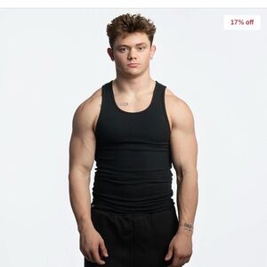 Ekkovision Black Ribbed Beater tanks (two)
